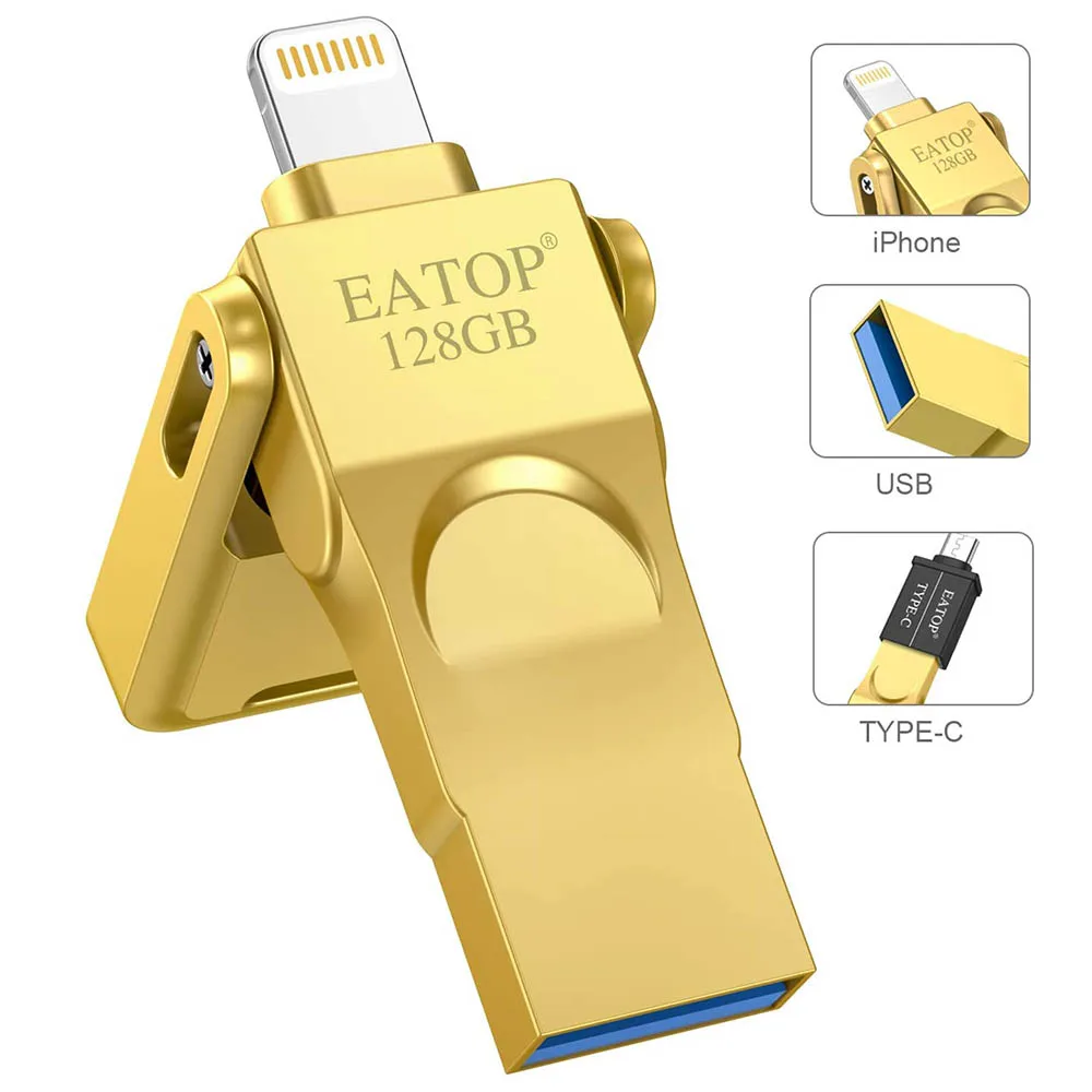 Флэш накопитель iPhone 128 ГБ флэш USB 3 0 с портами совместим iPhone/iPad/MacBook/Android и