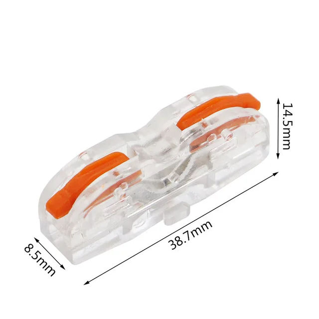 Mini Fast Cable Connector Terminal Block 222 Universal Compact Push In  Spring Splicing Plastic Wire Conductor 10PCS PCT-221-T