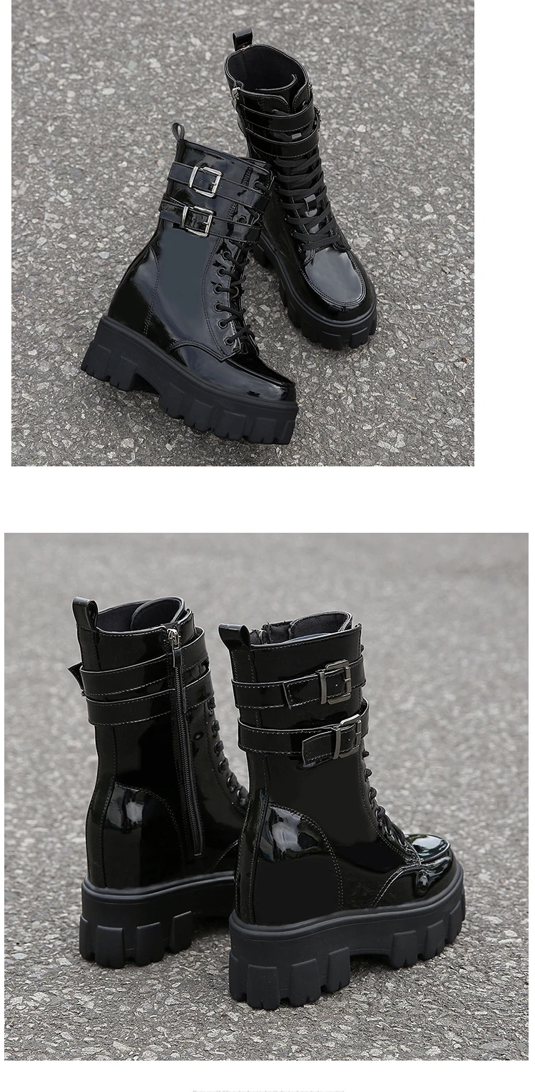 Fujin Women Mid Calf Boots Candy Color Fashion Girl Shoes Patent Leather Spring Autumn High Heels Boots for Woman Autumn Shoes
