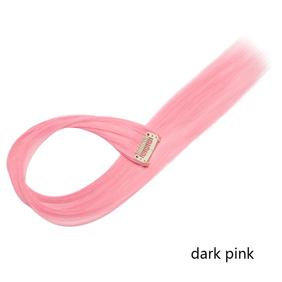 dark pink SNOILITE 22 ''длинный прямой синтетический зажим в одной части волос расширение 55 см розовый синий фиолетовый красный чистый цвет поддельные шиньоны - Цвет: dark pink