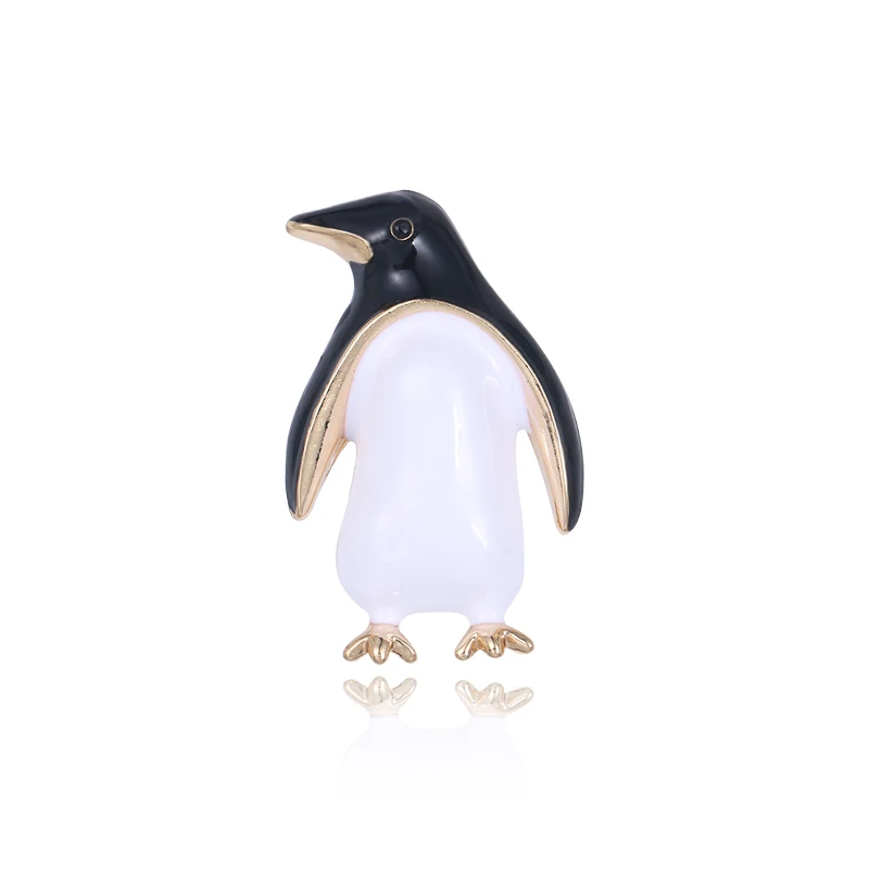 

New Arrival Cute Penguin Shape Animal Brooches Black&White Enamel Gold Jewelry For Women Children Sweater Scarf Suit Lapel Pins