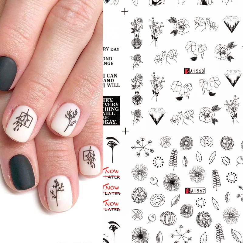 1 шт. переводная наклейка для ногтей с различными цветами и растениями|Стикеры