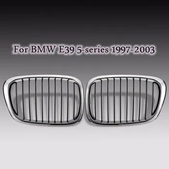 

Hot 2Pcs Chrome Black Auto Front Kidney Grille Grilles For BMW E39 M5 5 Series 525i 528i 530i 540i 1995-1999 2000 2001 2002 2003