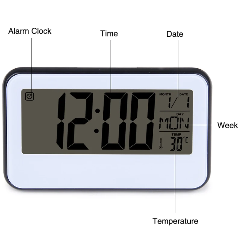  Led Digital Alarm Clocks Date Week Temperature Electronic Table Watch Voice Control Night Light Sno