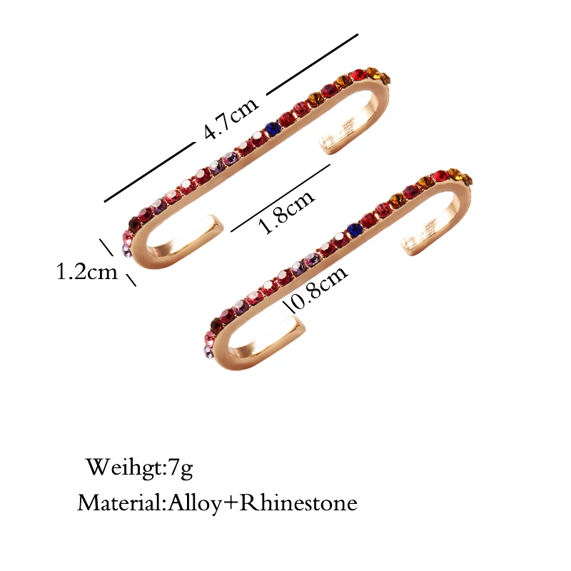Itenice/1 комплект/2 шт., серьги-манжеты с кристаллами для женщин, длинные серьги-клипсы золотистого цвета, каффы для ушей, CZ Стразы, обруч для ушей, серьги-клипсы