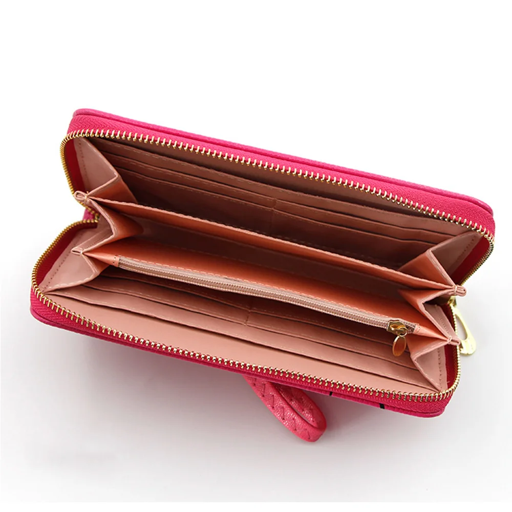 NEW Cute Design Wristband Women Long Clutch Wallet Female Money Purse Phone Pocket Large Capacity Lady Zipper Wallets Red Pink