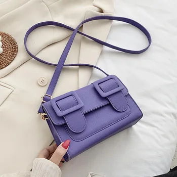 

New Small Solid Color PU Leather Crossbody Bags For Women 2020 Fashion Simple Wild Shoulder Handbags Female Messenger Flap Bag