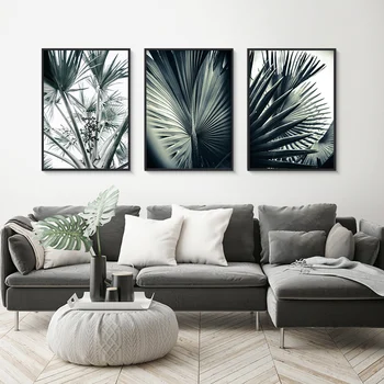 

Green Plant Botanical Palm Leaf Print Modern Canvas Poster Painting Modern Wall Art Picture for Living Room Decor Unframed
