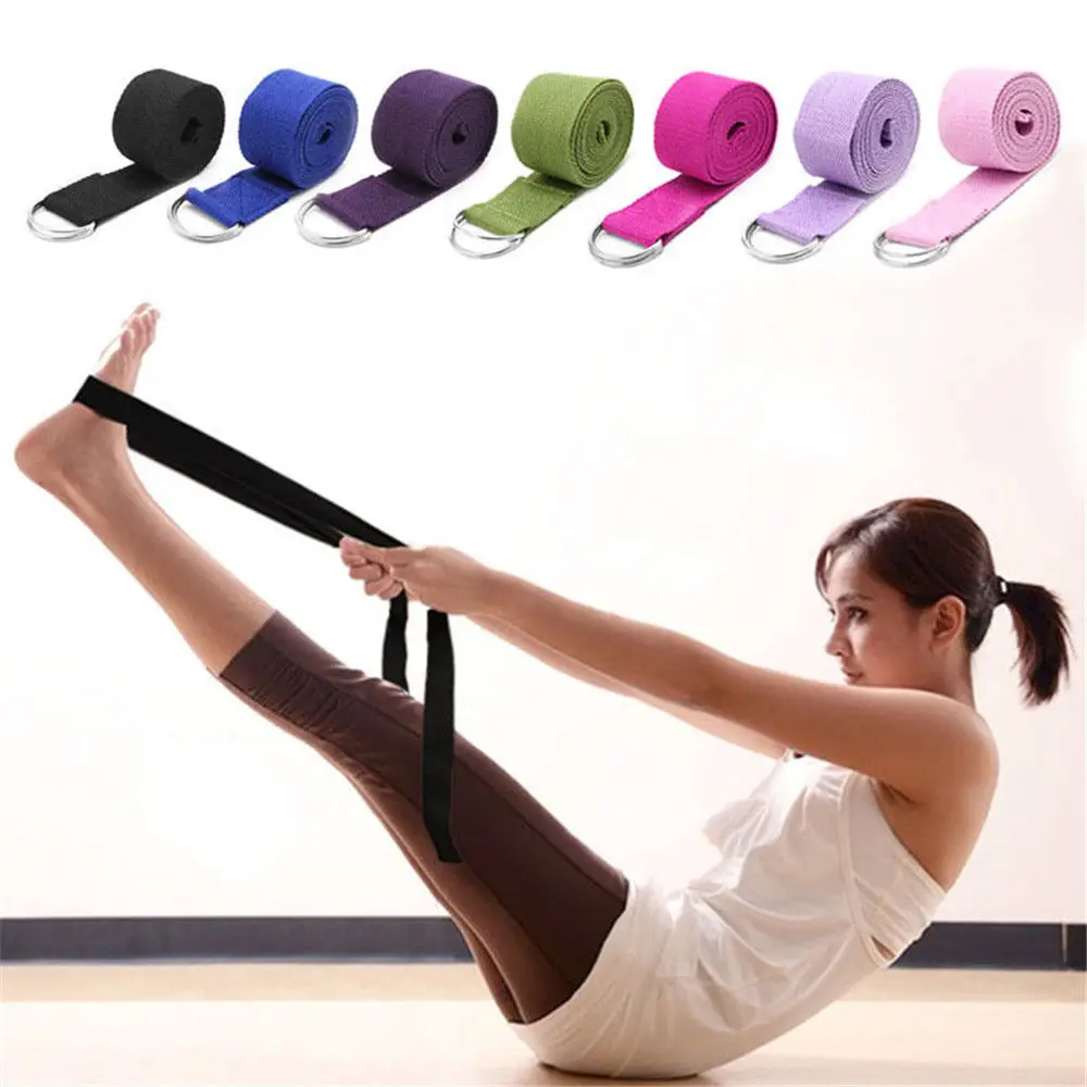 180cm Multicolors Yoga Stretch Strap D-Ring Belt Fitness Exercise Gym Rope Figure Waist Leg Resistance Fitness Bands Yoga Belt