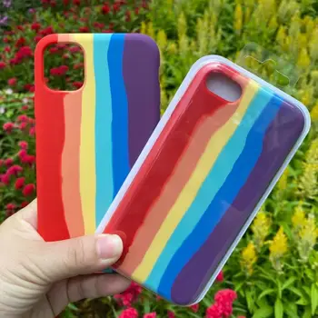 

Personalized Rainbow Liquid Silicone Protection Case For 11 Pro MAX X XS MAX XR Gel Rubber For 6 7 8 Plus SE 2020 Cover