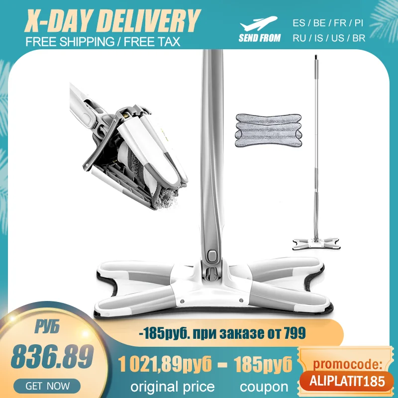 Replacement-Pad Hardwood-Laminate Mop-Washing Wringing Microfiber Hand-Free Flat-Floor