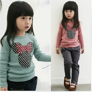 

Baby Girl Minnie Print T-shirt For Girls Minnie Print Long Sleeve Clothes Kids cartoon Cotton T-shirt Long Sleeve ClothIng