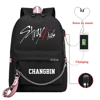 

Mochila Kpop Stray Kids Backpack Women Backpacks School Bags for Teenage Girls Usb Charge Laptop Backpack Casual Travel Backpack