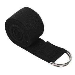 Durable Cotton Yoga Strap with Adjustable D - Ring Buckle for Enhanced Flexibility and Stretching (Black)
