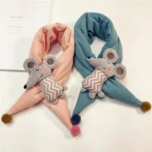 Korean version of the new winter quilted cross children's scarf men and women baby warm three-dimensional cartoon mouse collar