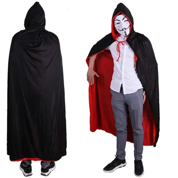 

Halloween Cloak Cosplay Double Red Black Devil Cloak Child Adult Cloak Party