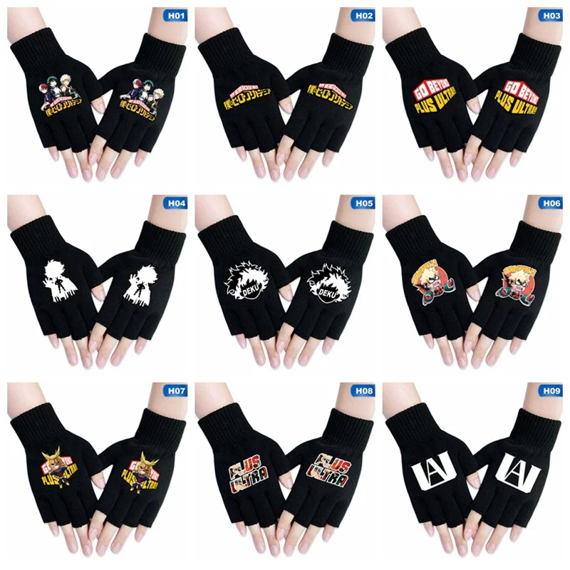 1 пара очаровательных аниме My Hero Academy Finger Хлопковые вязаные наручные перчатки варежки аниме аксессуары Перчатки