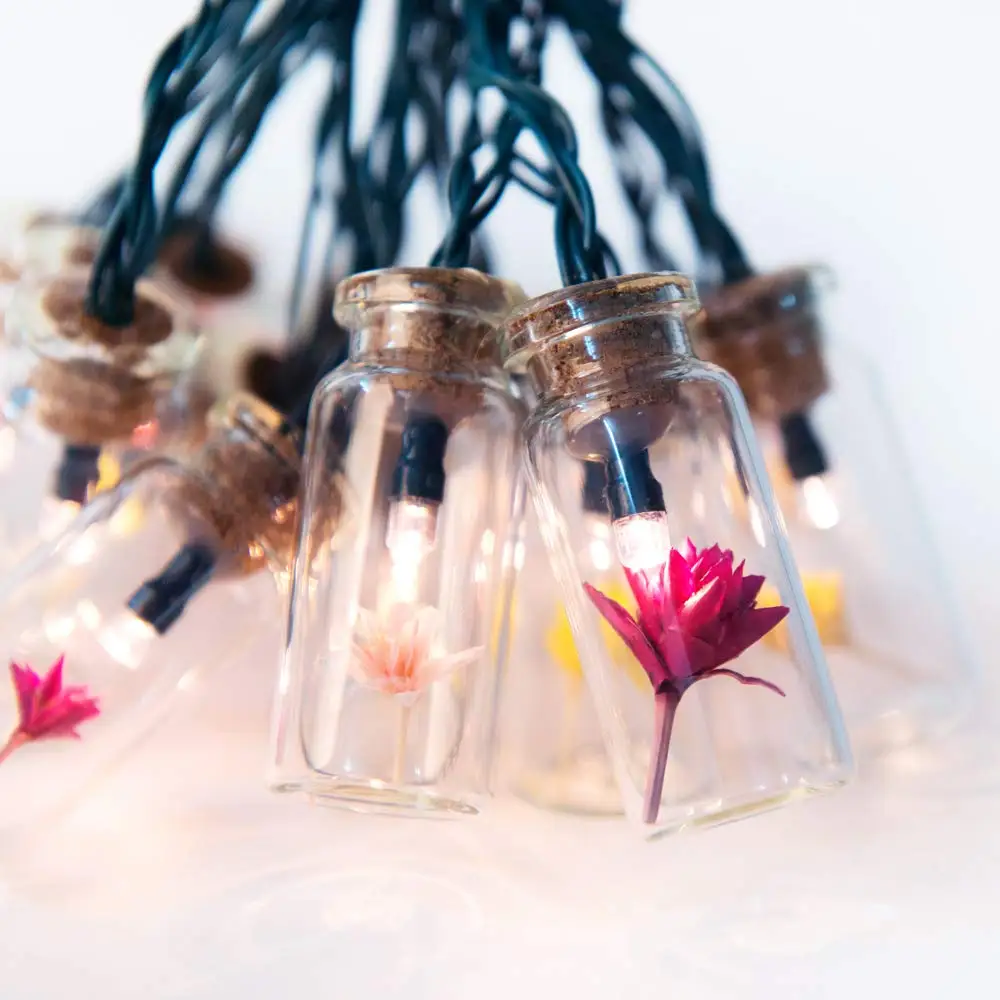 

Solar String Lights Waterproof 20 Glass Jar with Flowers Warmwhite 15LED for Outdoor Garden Patio Yard Wedding Bestro Elegant