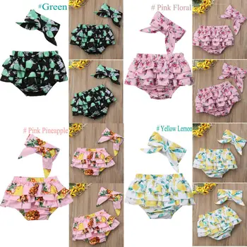 

Newborn Infant Baby Girls Floral Short Briefs Headband Outfit Clothes Set 3-24M