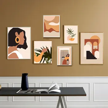

Fashion Abstract Girl Line Geometric Nordic Posters And Prints Wall Art Canvas Painting Wall Pictures For Living Room Home Decor