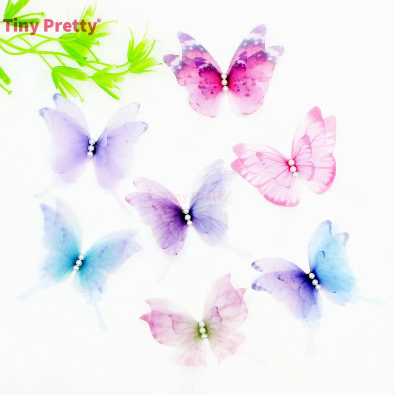 Swallowtail Butterflies 10PCS Handmade Organza Butterfly Accessory For Wedding Bridal Hair Jewelry jewelry making supplies,doll handmade accessories,craft supplies