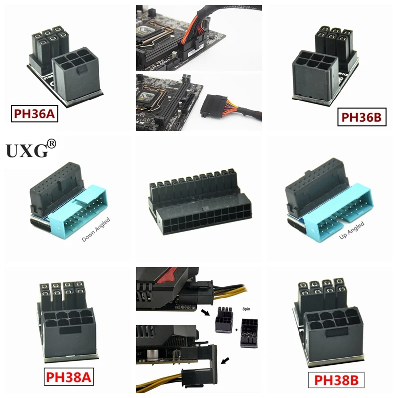 180 градусов под углом ATX Female 6Pin 8pin к Male 6pin 24pin адаптер питания для настольных ПК