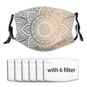 

Windproof Breathable Anti-Pollution Woman Men Mouth Mouth-muffle Gold Bronze Mandala Dust Mouth Masks cover With filter