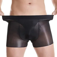 Novelty Men's Oily Boxers Sexy Underwear Man Seamless Panties Transparent Boxershort Man U-bulge Pantie Sexy Man Invisible Brief
