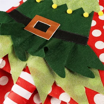 

Durable Fabric Reusable Cartoon Printed Christmas Tree Apron with Two Elf Legs Xmas Tree Decoration Home FP8