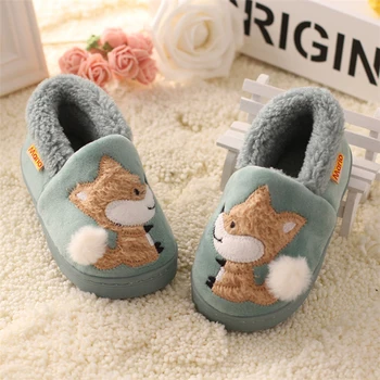 

Kids Boys Girls Slippers Cartoon Fox Girls Home Shoes For Children Winter Boys Indoor Bedroom Slippers Warm Velvet Baby Boots
