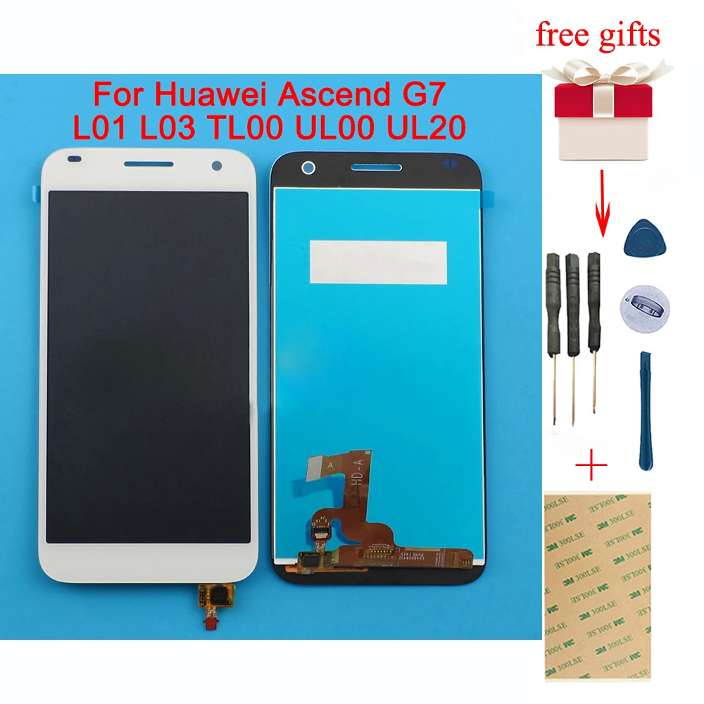 Для huawei Ascend G7 L01 L03 TL00 UL00 UL20 белый сенсорный экран дигитайзер сенсор стекло +