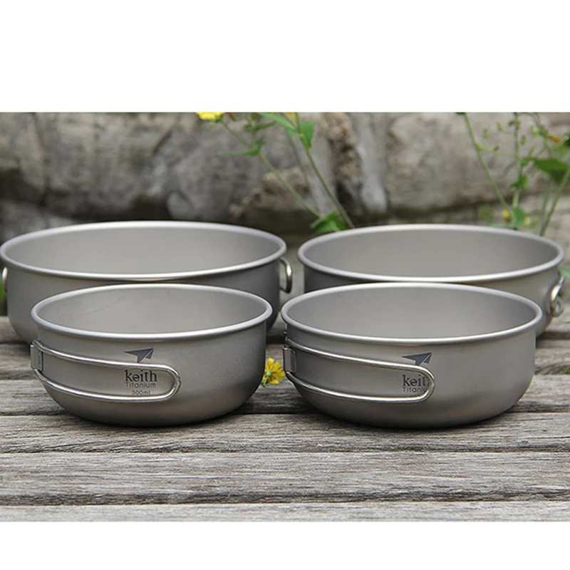 

Keith Titanium Folding Bowls Camping Bowl With Foldable Handle Outdoor Camping Picnic Tableware Cutlery 300ml/400ml/500ml/600ml