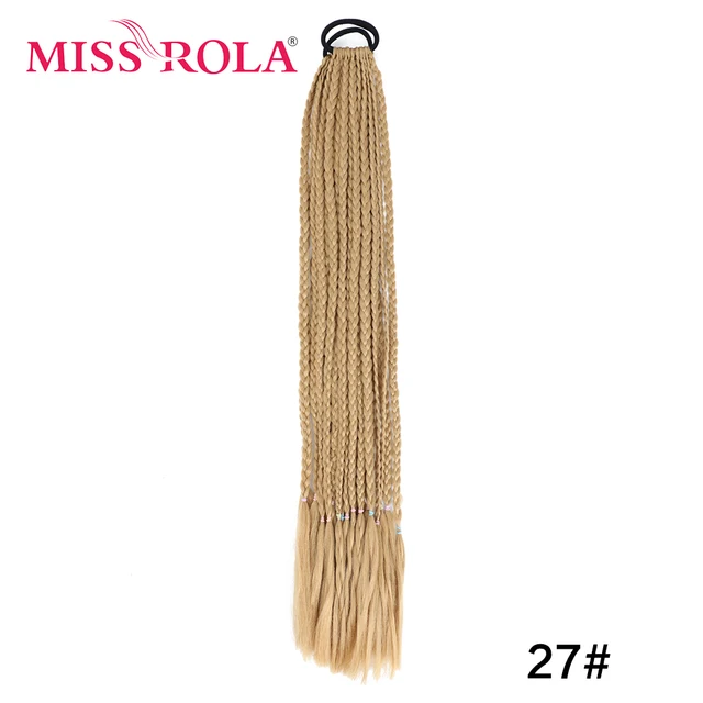 Synthetic Chignon Hair 60cm Hair Color Gradient Dirty Braided Ponytail Women Elastic Hair Rubber Band Hair Accessories Headband 27