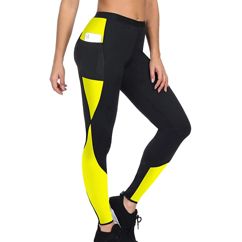 Женский неопреновый жилет для сауны, спортивная одежда, весенне-осенняя куртка, бодишейпер, куртка для похудения, короткая Лоскутная куртка для тренировок в спортзале - Цвет: Ankle Length yellow