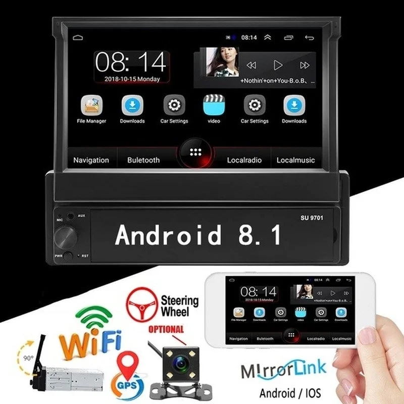 Android 8 1 автомобильный Радио Din 7 ''мультимедиа сенсорного экрана плеер gps