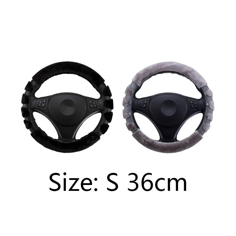 black 36cm Универсальный осенне-зимний нескользящий чехол Stuurwiel, нескользящий чехол на руль с 3D дизайном, подходит для большинства автомобилей - Название цвета: black 36cm