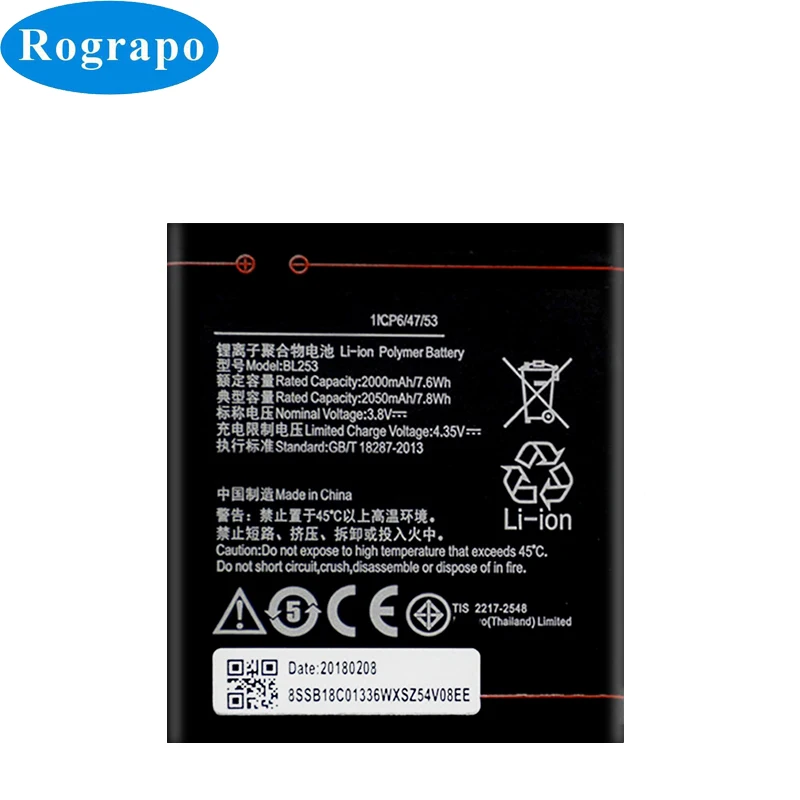 Сменный аккумулятор BL253 на 2000 мАч для Lenovo A Plus A1010a20 A2010 A1000 A1000m Vibe 4 0 дюйма A2800D A3800D