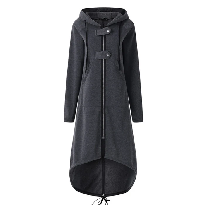 Women Autumn Overcoat Zipper Cotton Hooded Long Sleeves Female Windbreaker Plus Size HSJ88