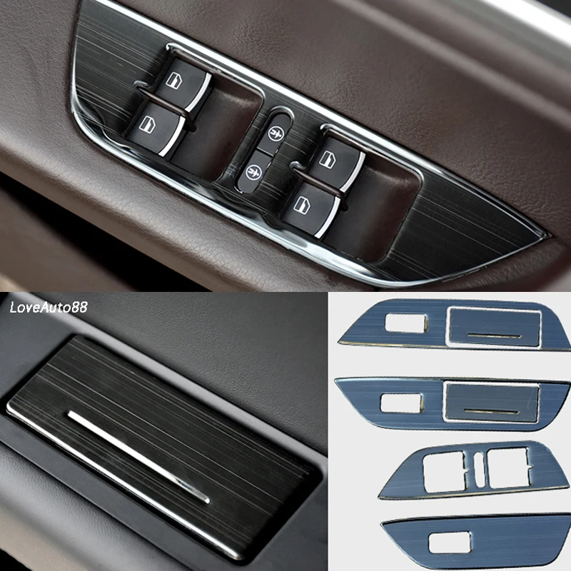 4Pcs Door Window Lift Switch Button Cover Trim Panel Car Sticker Fit For Volkswagen VW Touareg 2011-2017 Accessories | Автомобили и
