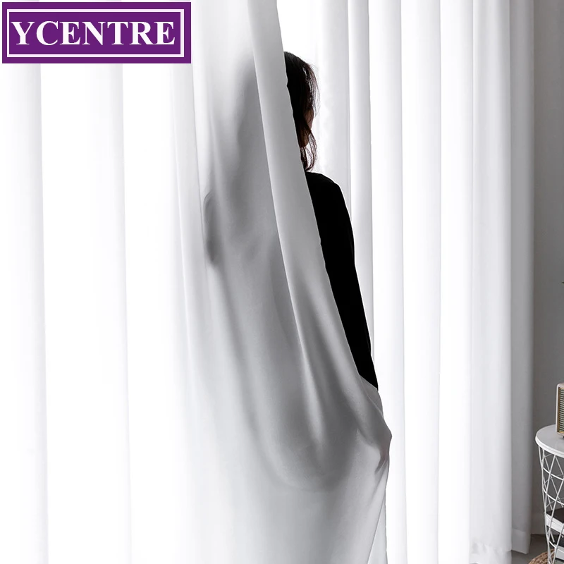 Sheer curtains Custom Size Chiffon Solid Sheer Curtain for Living Room Bedroom Window Voiles Tulle Cortinas Smooth Soft