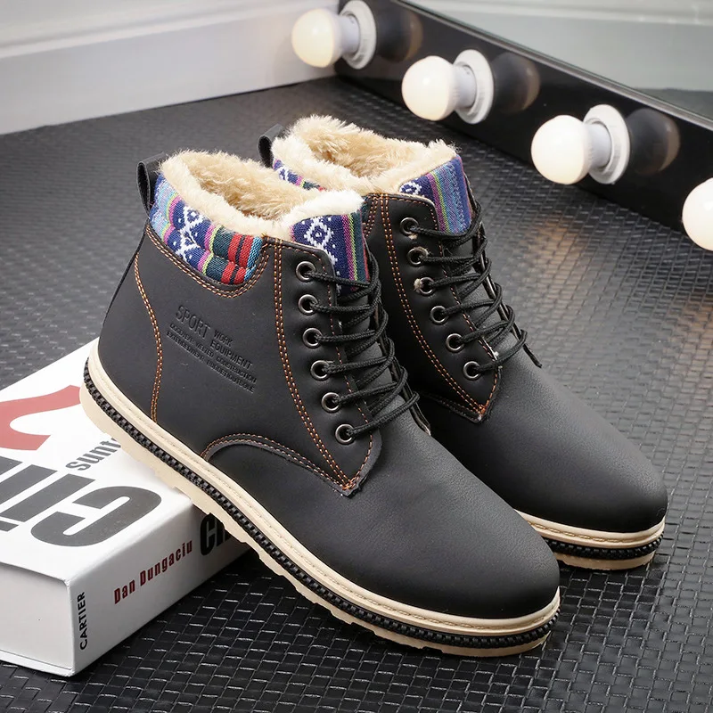 

New 2019 Winter Shoes Men Boots Warm Cotton Shoes Men Snow Ankle Boots Cold Winter Male Fotowear Non-slip A1974