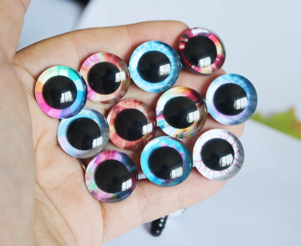 100pcs 9MM12mm 14mm 16mm 18mm 20mm 25mm 30mm 35 3D rainbow colors toy  safety eyes doll eyes + washer for diy plush doll--R12