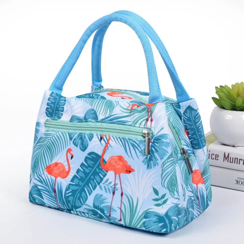 Flamingo Picnic Bags Women Lunch Box Portable Insulated Thermal Cooler Waterproof Zipper Beach Lunch Bag For Woman Student Kids lunch bag lunch cooler bag cooler bag