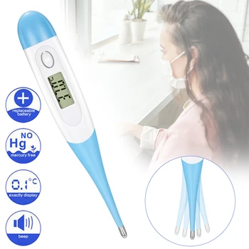 

Soft Electronic Thermometer Digital LCD Underarm Oral Body Fever Alarm Thermometers With Reminder Function Househeld Health Care