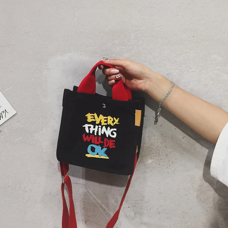 

2019 New Style Canvas Casual Lettered Bucket Bag MORI Series Mini Shoulder WOMEN'S Bag