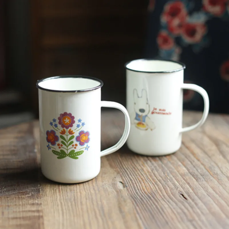 Enamel Coffee Mugs Unbreakable Outdoor Travel Water Cups Beer Cups Camping Bonfire Party Fishing Picnic Gifts