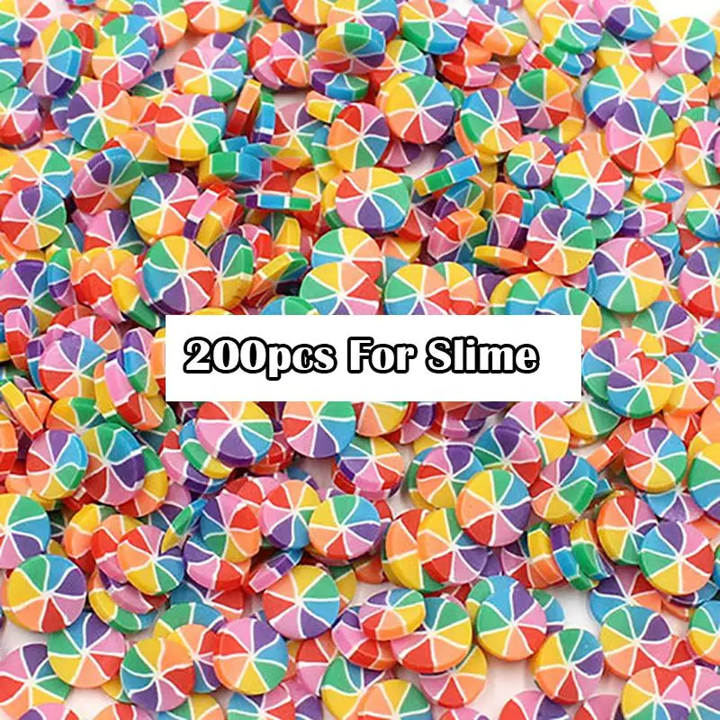 200 шт фруктовые ломтики авокадо Fimo добавки для поставки слаймов аксессуары для декора наполнитель для слизи амулеты глина Fimo для дизайна ногтей - Цвет: 200Pcs Candy