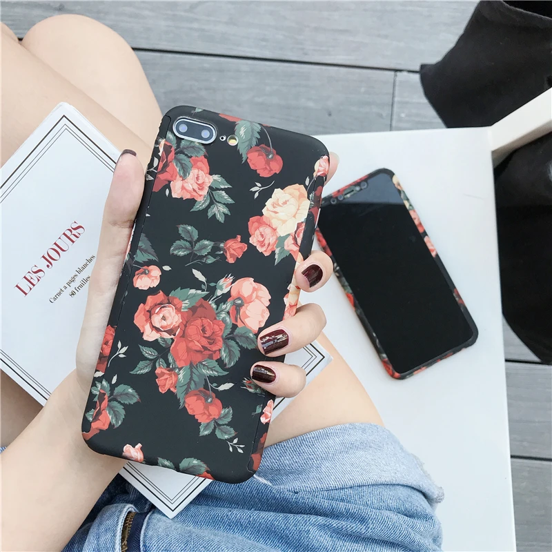 Для Apple iPhone 11 Pro Xs Max XR X 8 7 6 6S Plus 5 5S SE 360 градусов Полная защита тела Роскошный Ретро чехол с цветочным рисунком