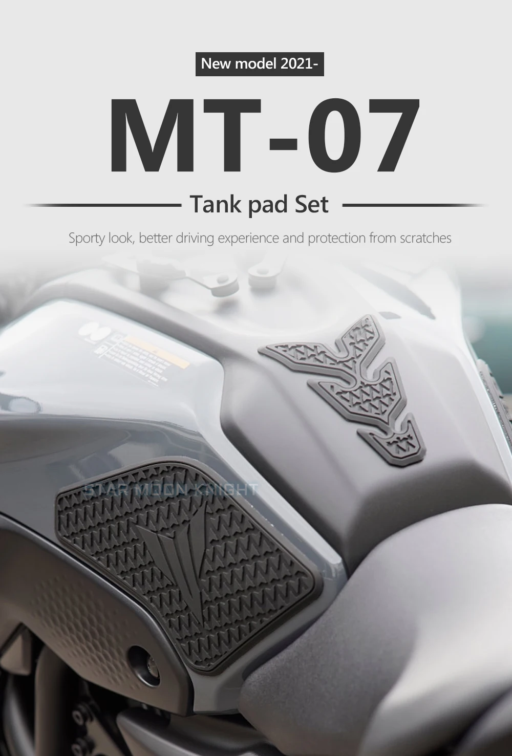 For Yamaha MT 07 MT07 MT-07 2021 - Side Fuel Tank pad Tank Pads Protector Stickers Decal Gas Knee Grip Traction Pad Tankpad