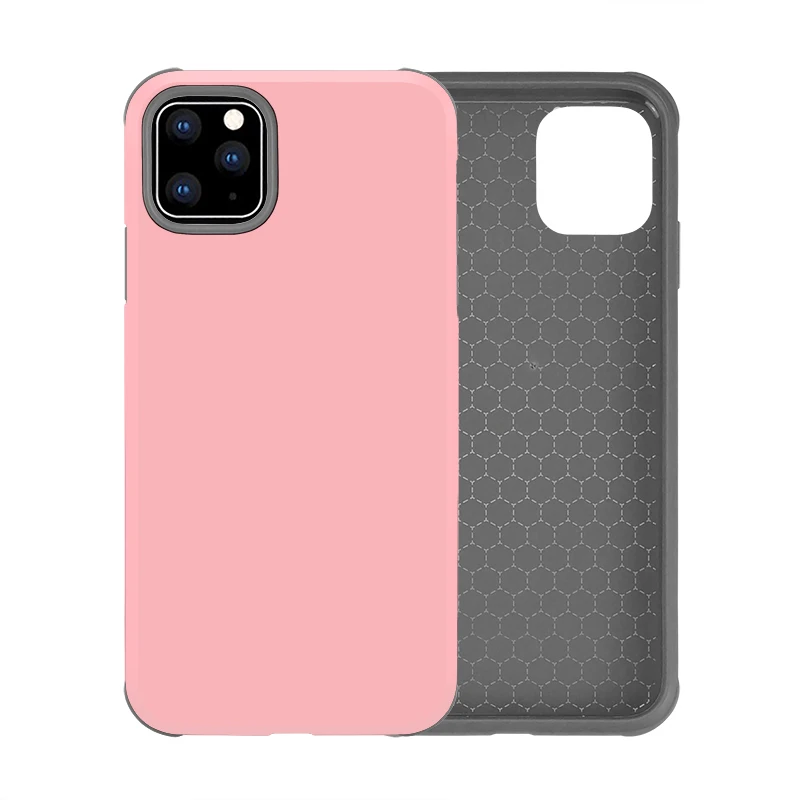 Для iPhone 11 Pro MAX чехол Гибридный 2в1 бампер чехол для телефона для iPhone 6S 7 8 Plus XR XS MAX силиконовый PC TPU чехол - Цвет: Pink